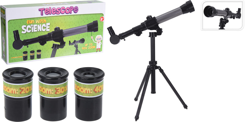 Teleskop legetøj med 20x, 30x, 40x zoom
