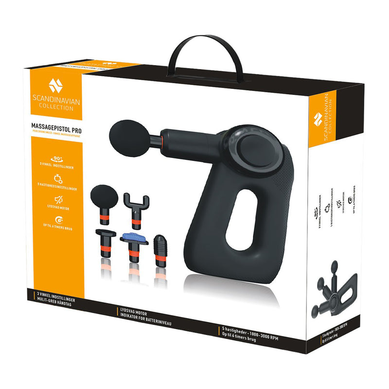 Massagepistol Pro, 3000 slag i minuttet - 5 udskiftelige massagehoveder