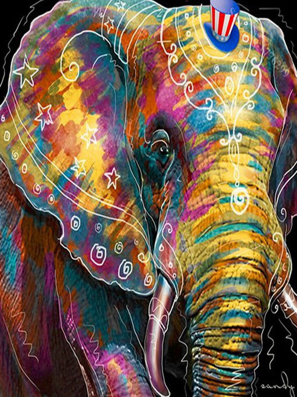 Dekoreret Elefant - 30x40cm